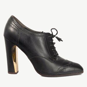 Salvatore Ferragamo Fusadia Fondente Calf Wingtip Derby Heels